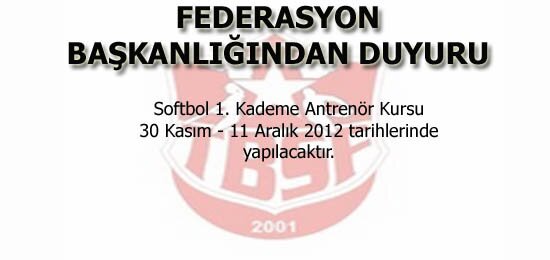 Softbol 1. Kademe Antrenör Kursu